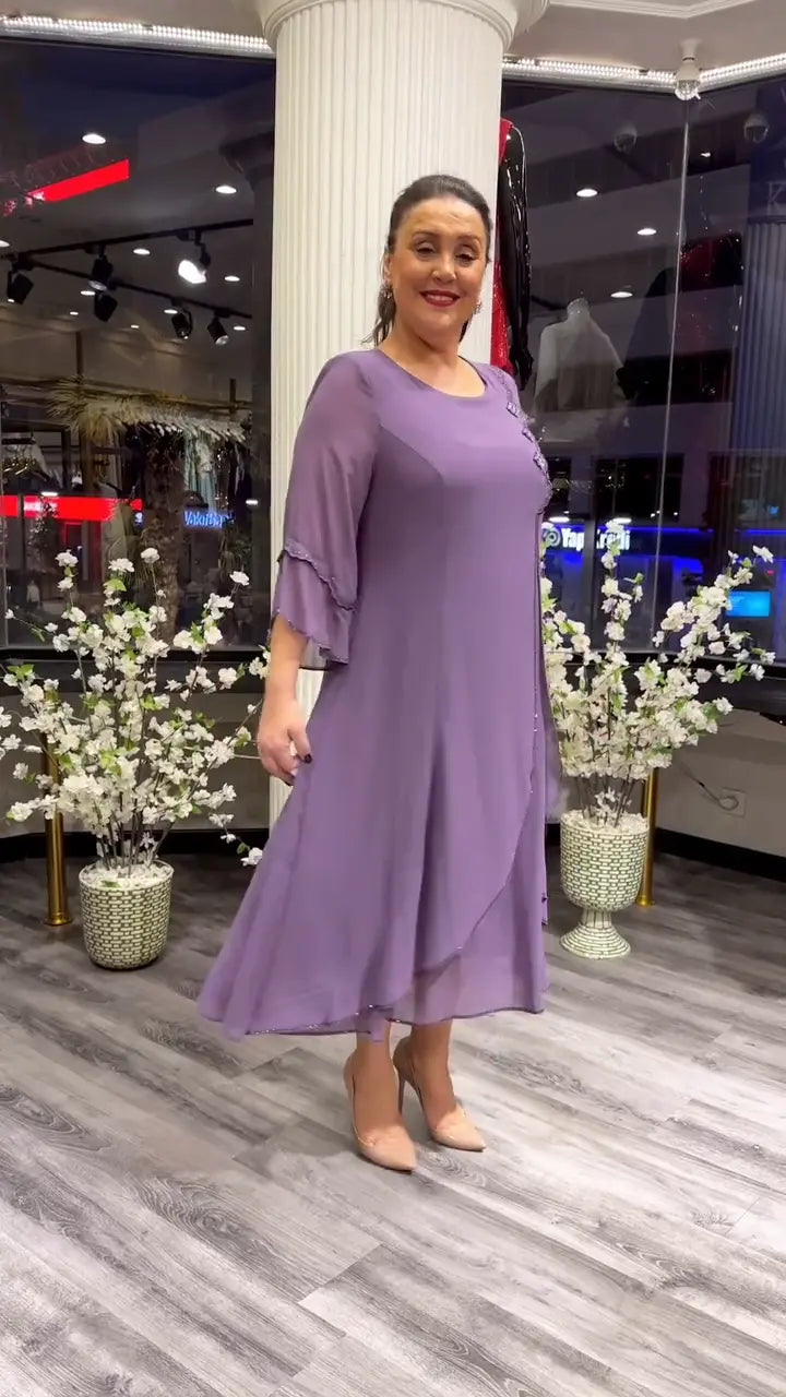 Levoire | Femmes Robe Chiffon Évasée Unie