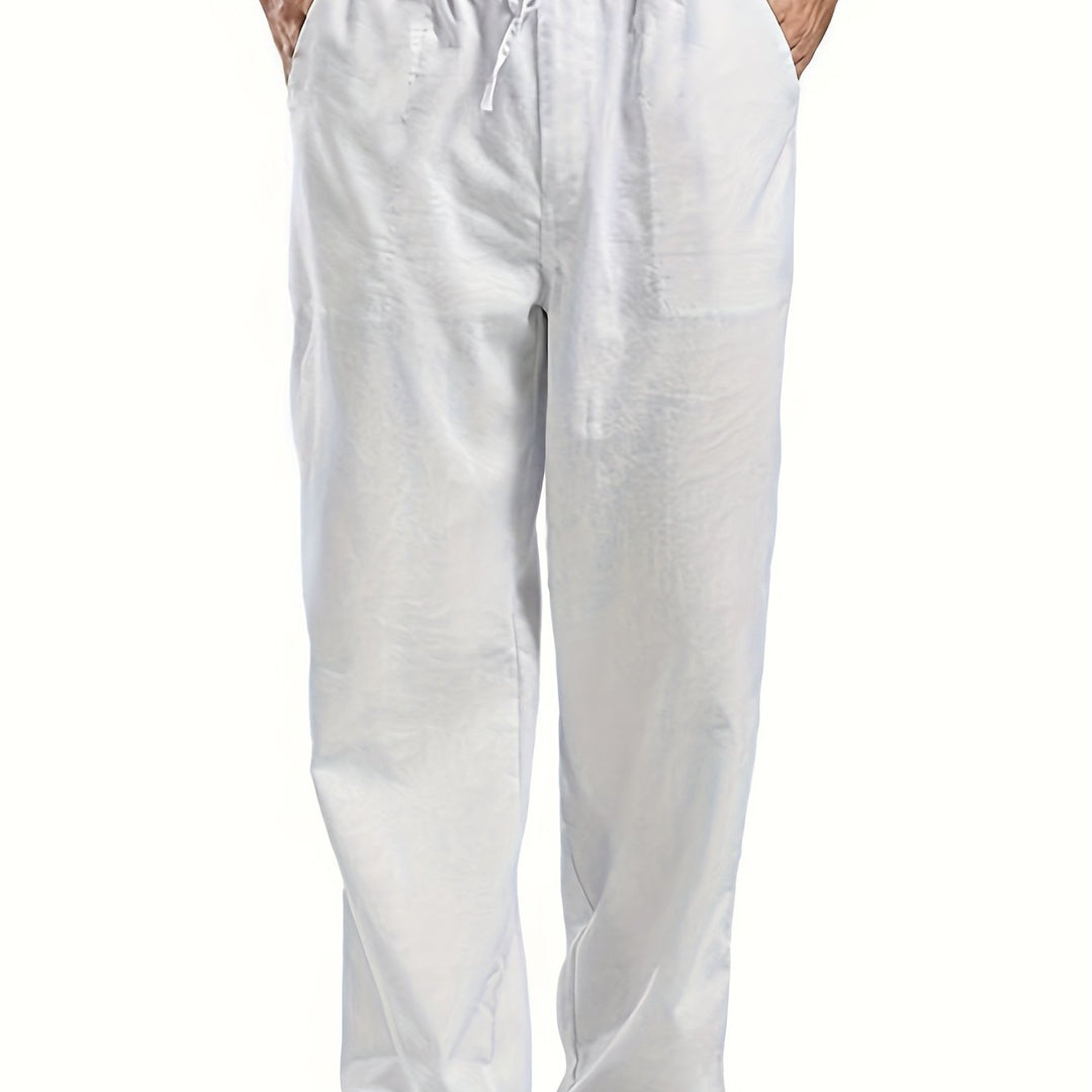 Levoire | Pantalons Pour Hommes En Mélange De Coton Et De Lin Avec Une Taille Élastique Décontractée