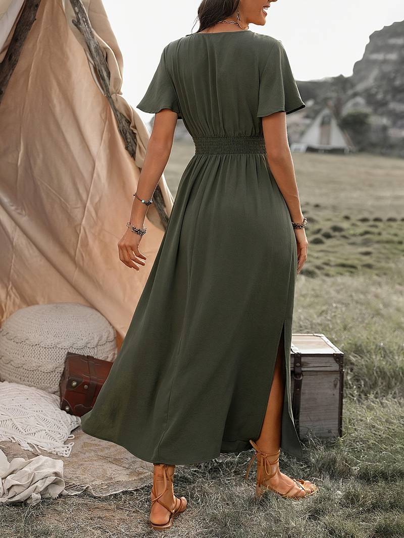Levoire | Robe Boho Longue À Encolure En V Élégante