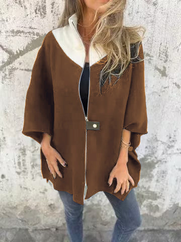Levoire | Veste De Loisirs Avec Col Montant Et Fermeture Éclair châtaigne