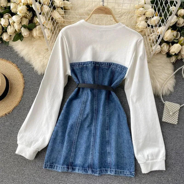 Levoire | Robe en jean pour femmes à encolure ronde