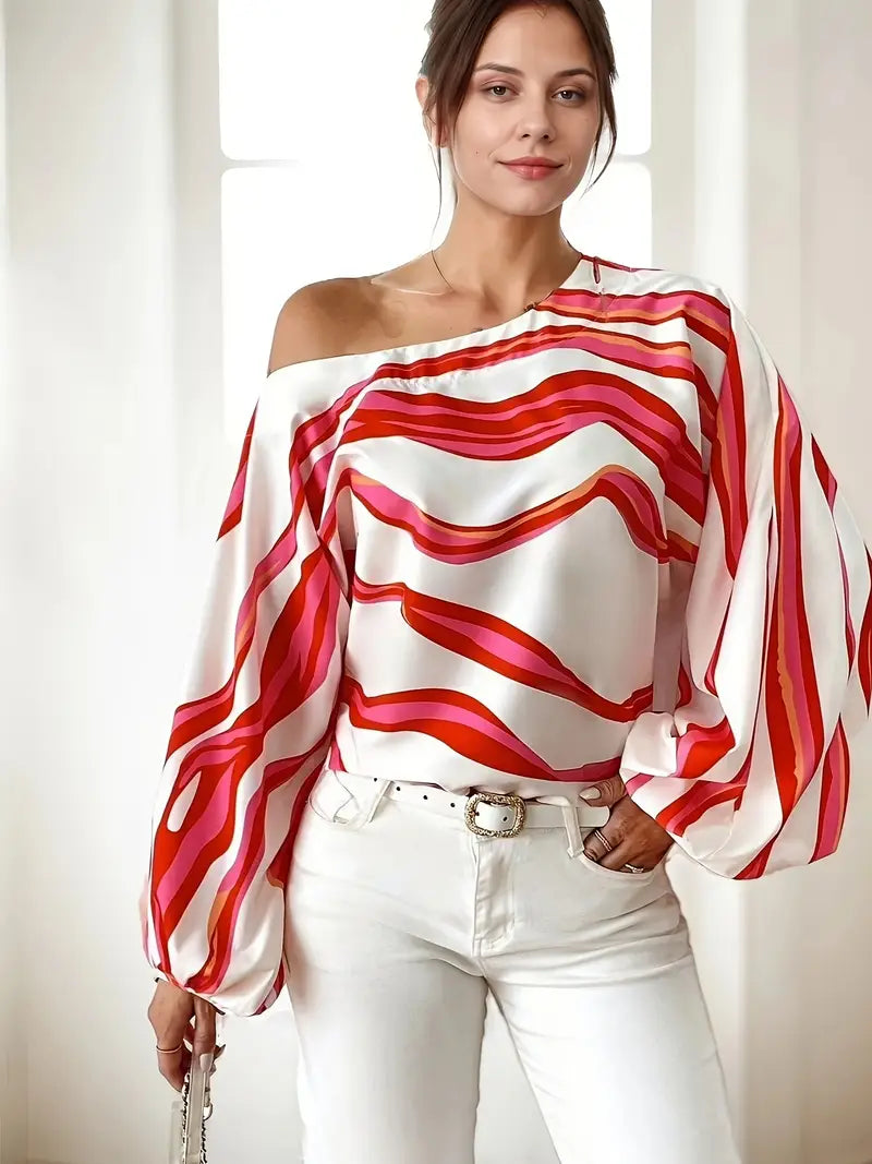 Levoire | Blouse Off-Shoulder Avec Motif Géométrique Pour Femmes