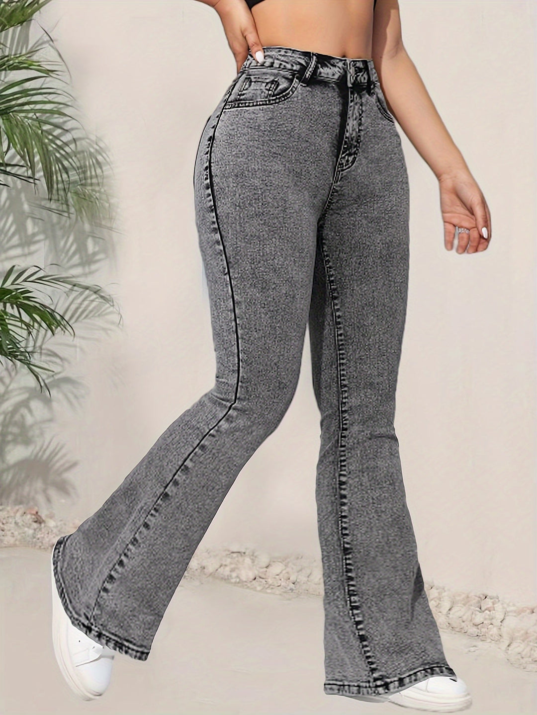 Levoire | Jean Gris Taille Haute Et Jambes Évasées