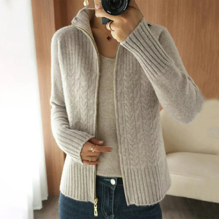 Levoire | Pull Tricoté Pêche Avec Fermeture Éclair Et Col V Pêche