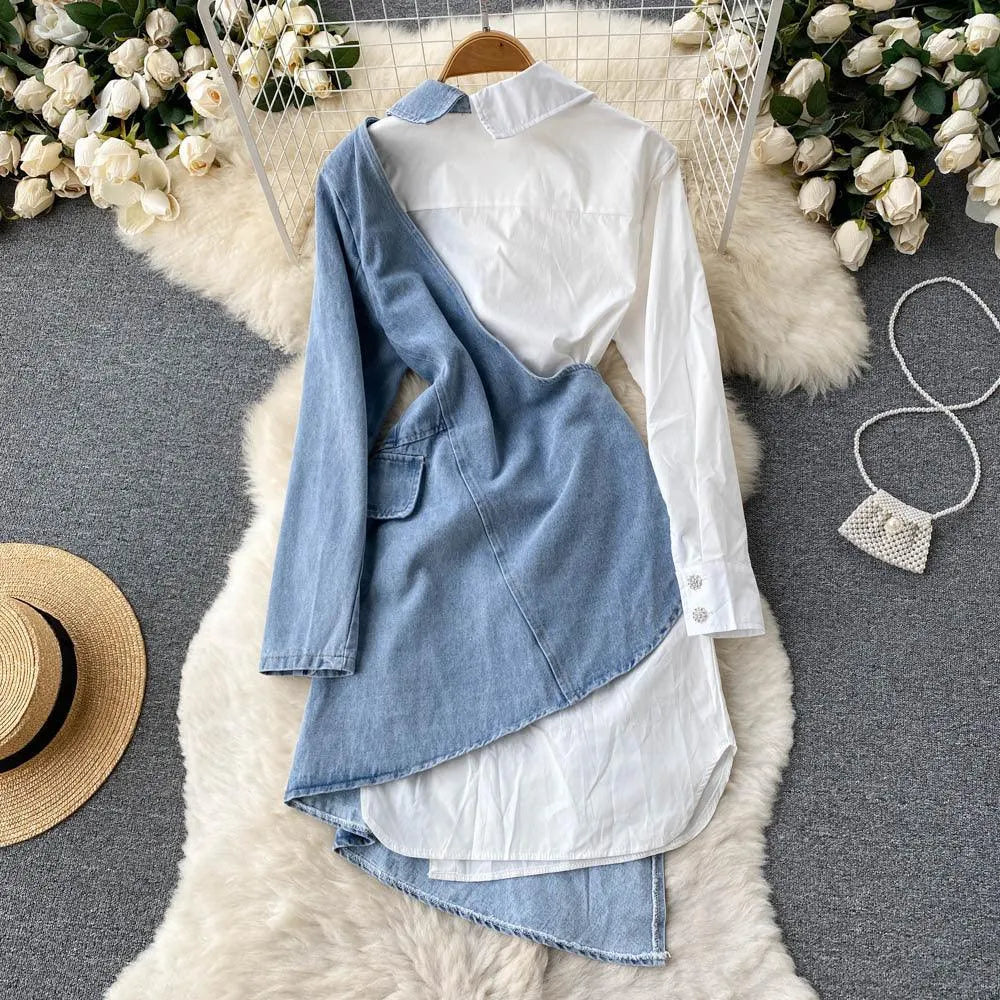 Levoire | Wanhat -robe avec des coutures de chemise irrégulières et des manches longues