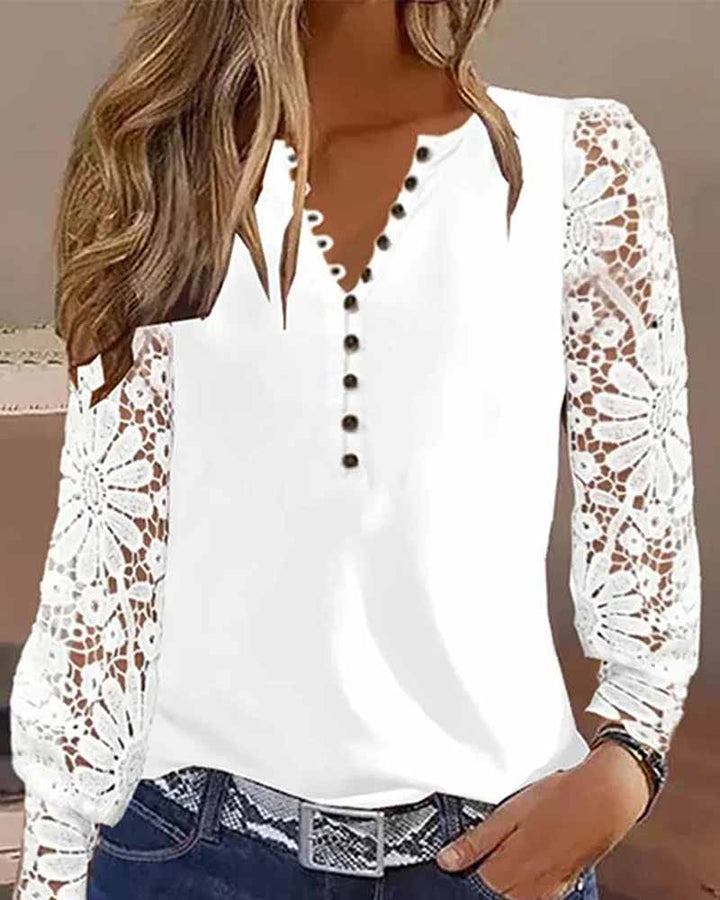 Levoire | T-Shirt À Manches En Dentelle Blanc