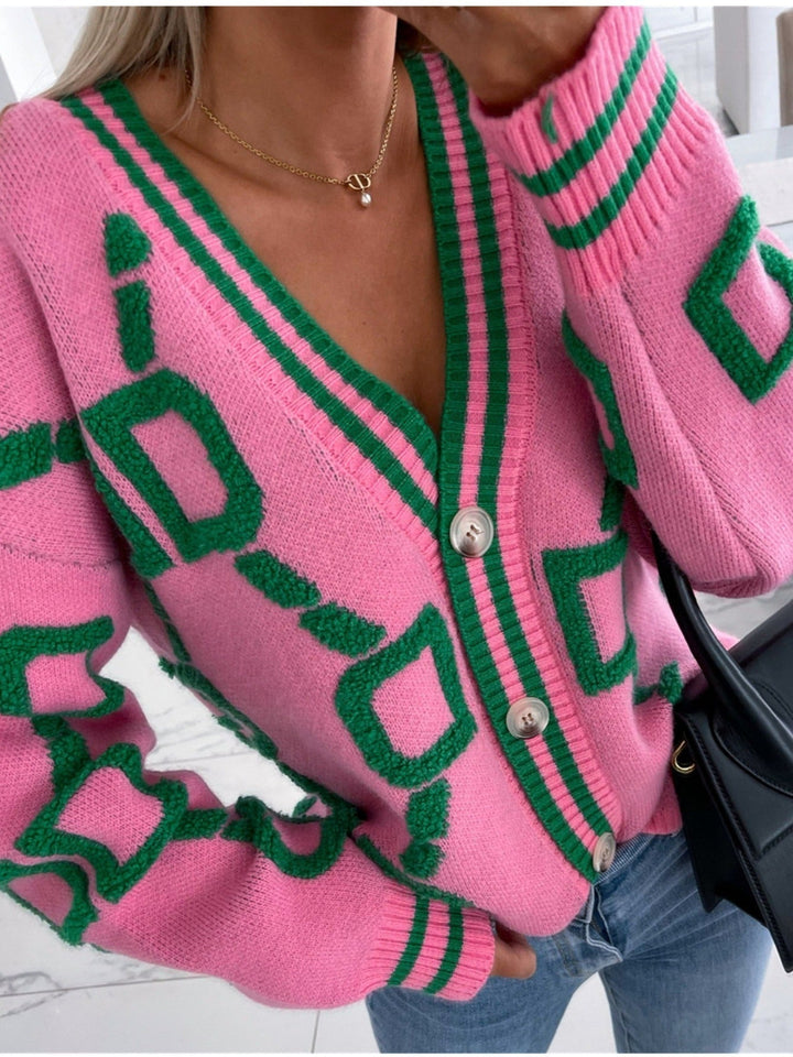 Levoire | Gilet En Tricot Géométrique Chaud Rosa (vite épuisé)