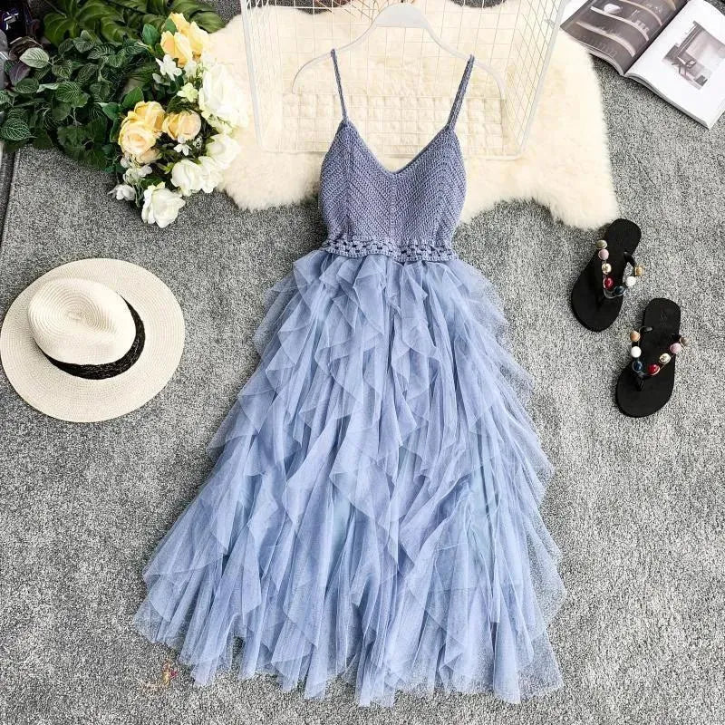 Levoire | Robe en mailles filet Bleu