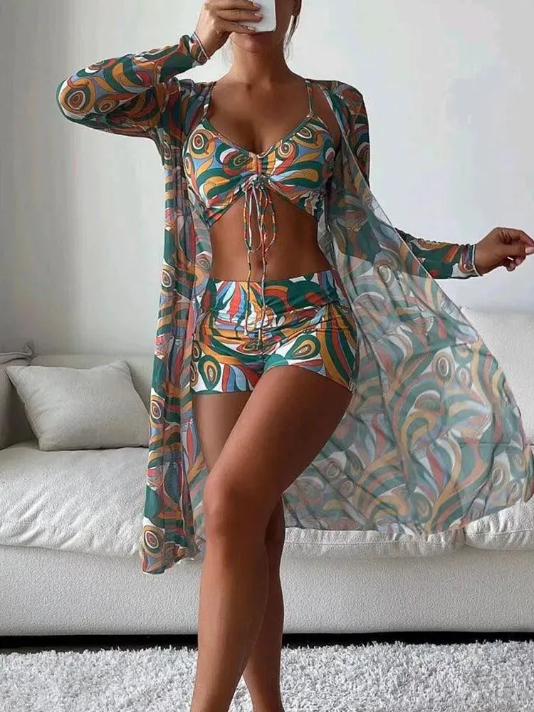 Levoire | Maillot de bain bikini trois pièces pour femmes Vert foncé