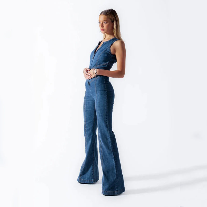 Levoire | Salopette En Denim Avec Détail De Fermeture Éclair Pour Femmes