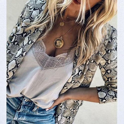 Levoire | Blazer Élégant Avec Devant Ouvert Et Motif En Serpent