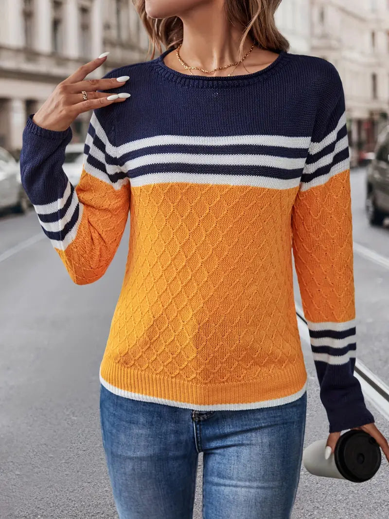 Levoire | Chemise à manches longues rayée col rond Orange