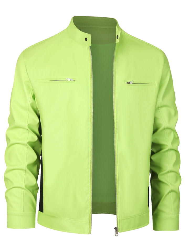 Levoire | Veste En Cuir Pu Stylée Pour Hommes Avec Blocs De Couleur légumes