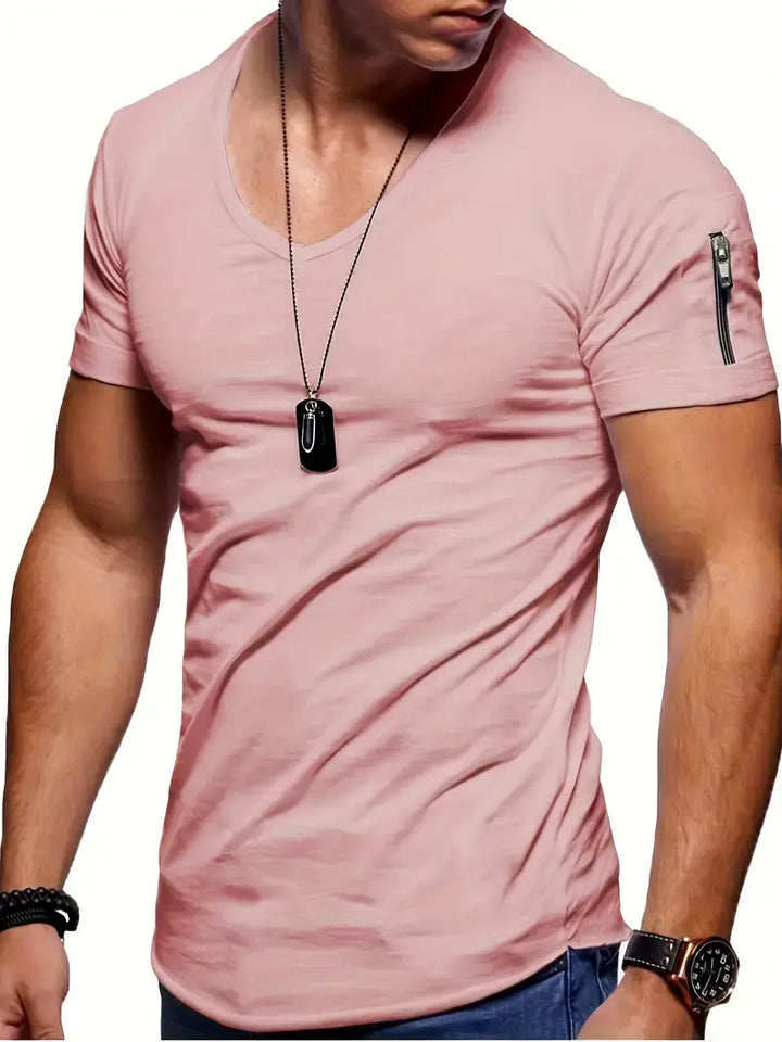 Levoire | T-Shirt À Col En V Pour Hommes Rosa