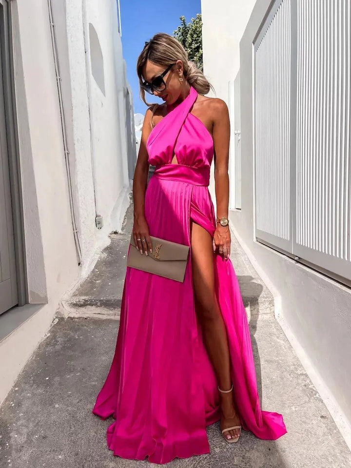 Levoire | Robe longue à encolure croisée Rose rosaire