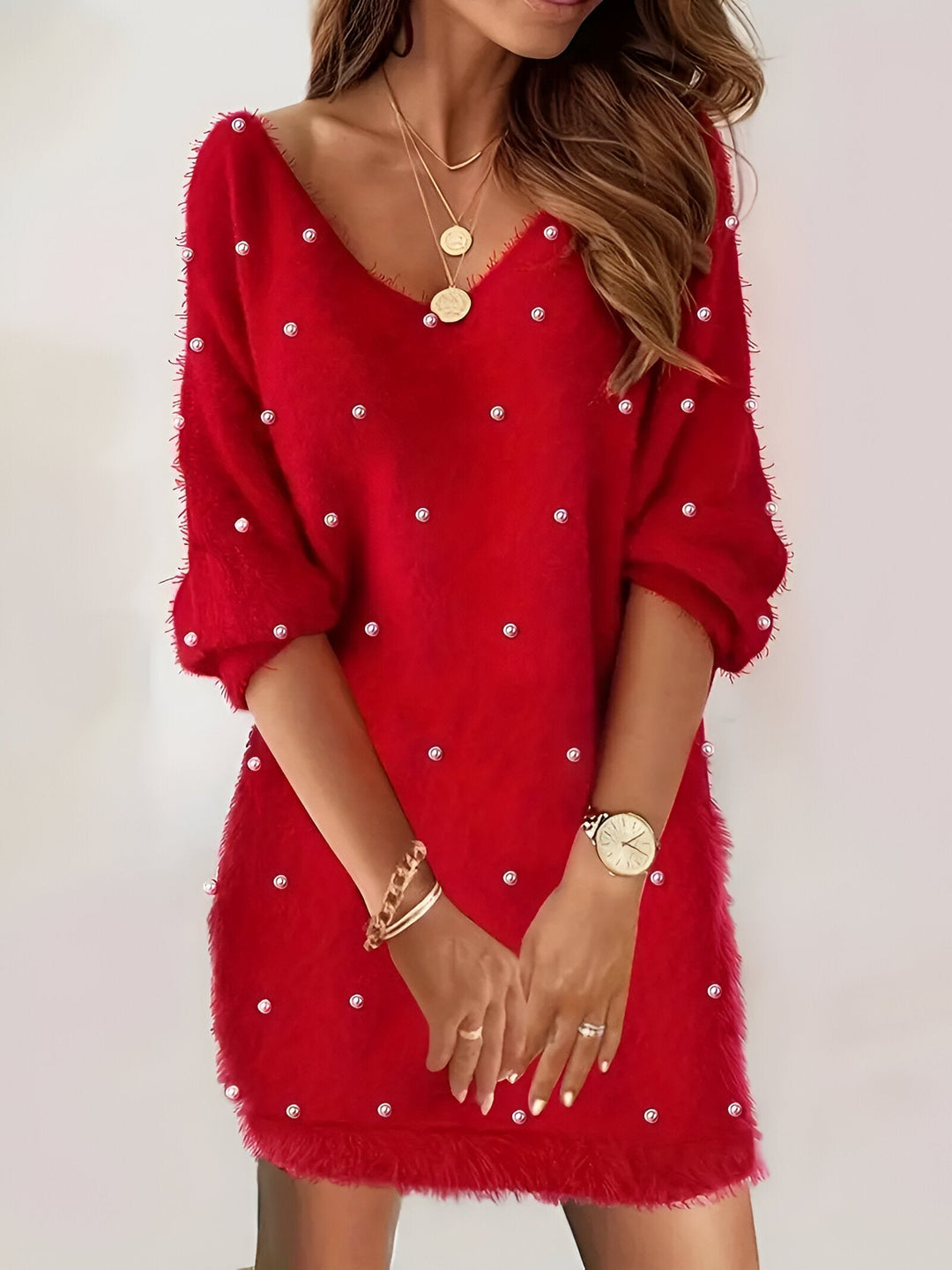 Levoire | Robe Chemise Élégante Col En V Rot