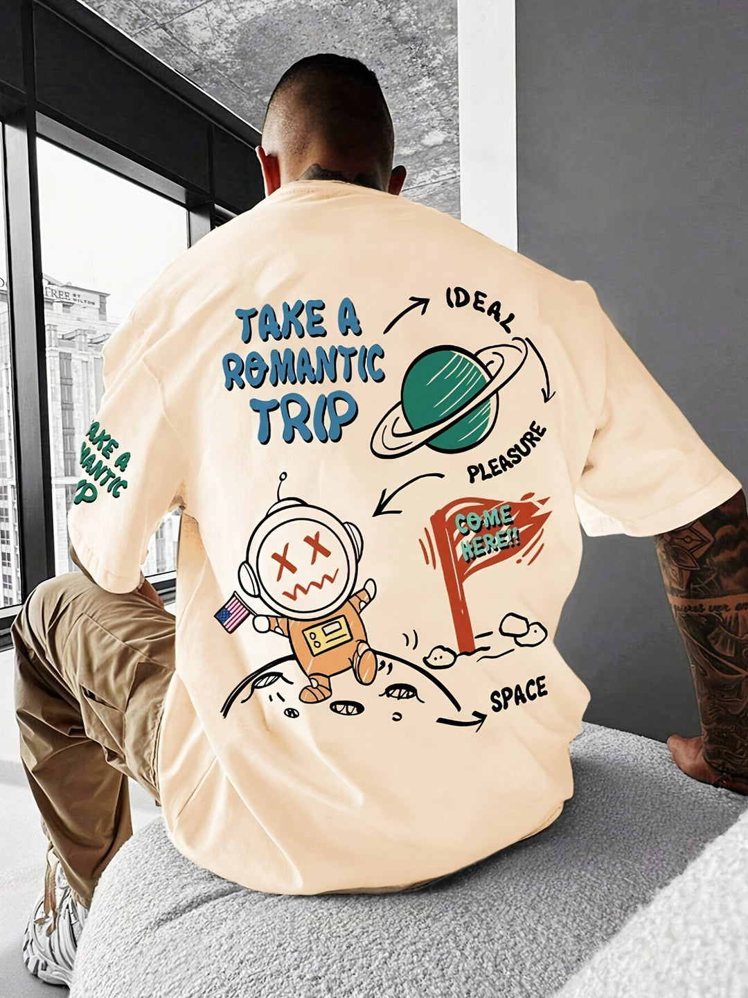 Levoire | T-Shirt Homme Avec Motif D'Astronaute Couleur kaki