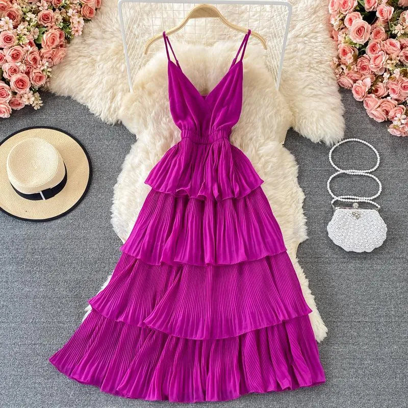 Levoire | Robe longue avec décolleté en V de style français Lila Une taille