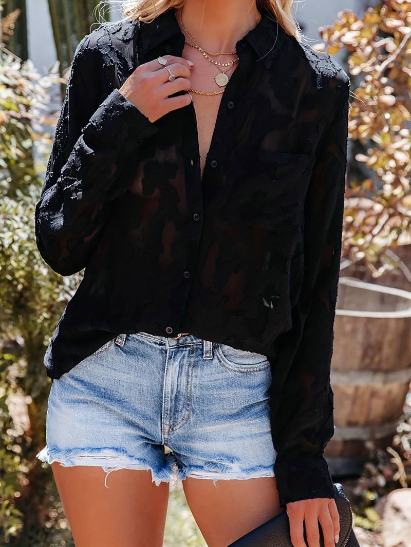 Levoire | Chemise Élégante Avec Boutons En Jacquard Noir