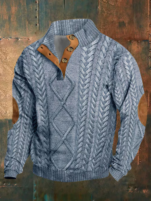 Levoire | Sweatshirt Western Rétro Avec Col Montant Bleu