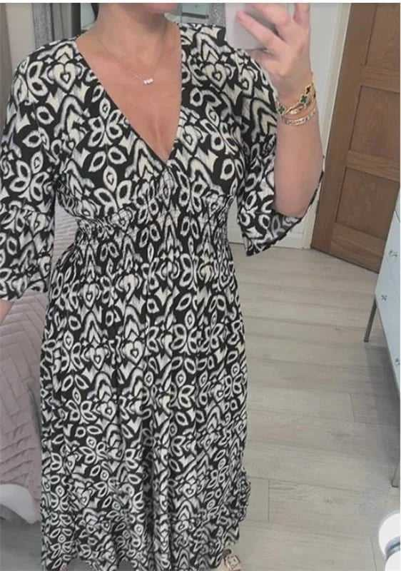 Levoire | Robe À Col V Et Manches Amples Noir