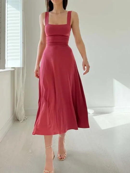 Levoire | Robe midi réversible Audrey en bambou biologique avec poches Rose mauve