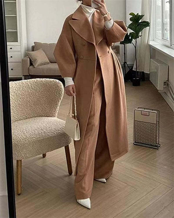 Levoire | Manteau En Laine Vintage Avec Des Manches Lanternes Et Un Revers Chameau