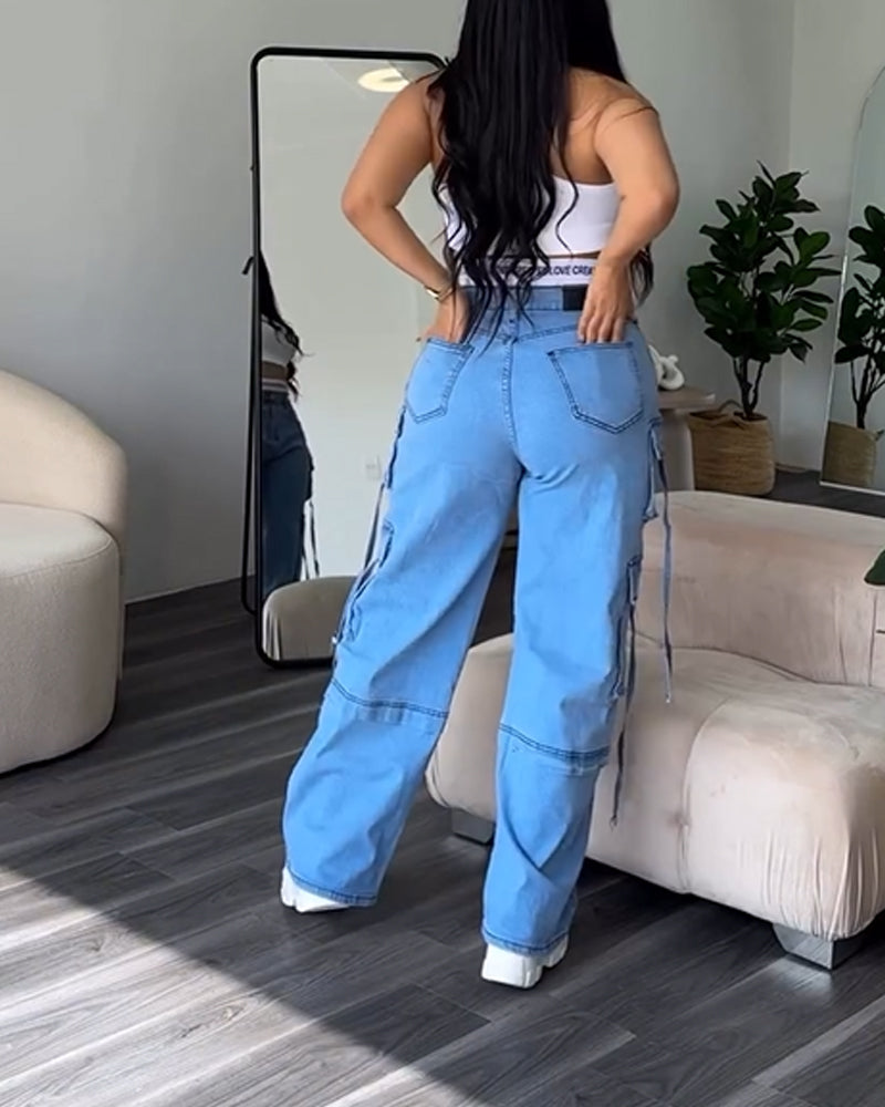 Levoire | Ceinture Taille Double Pantalon Cargo Jeans