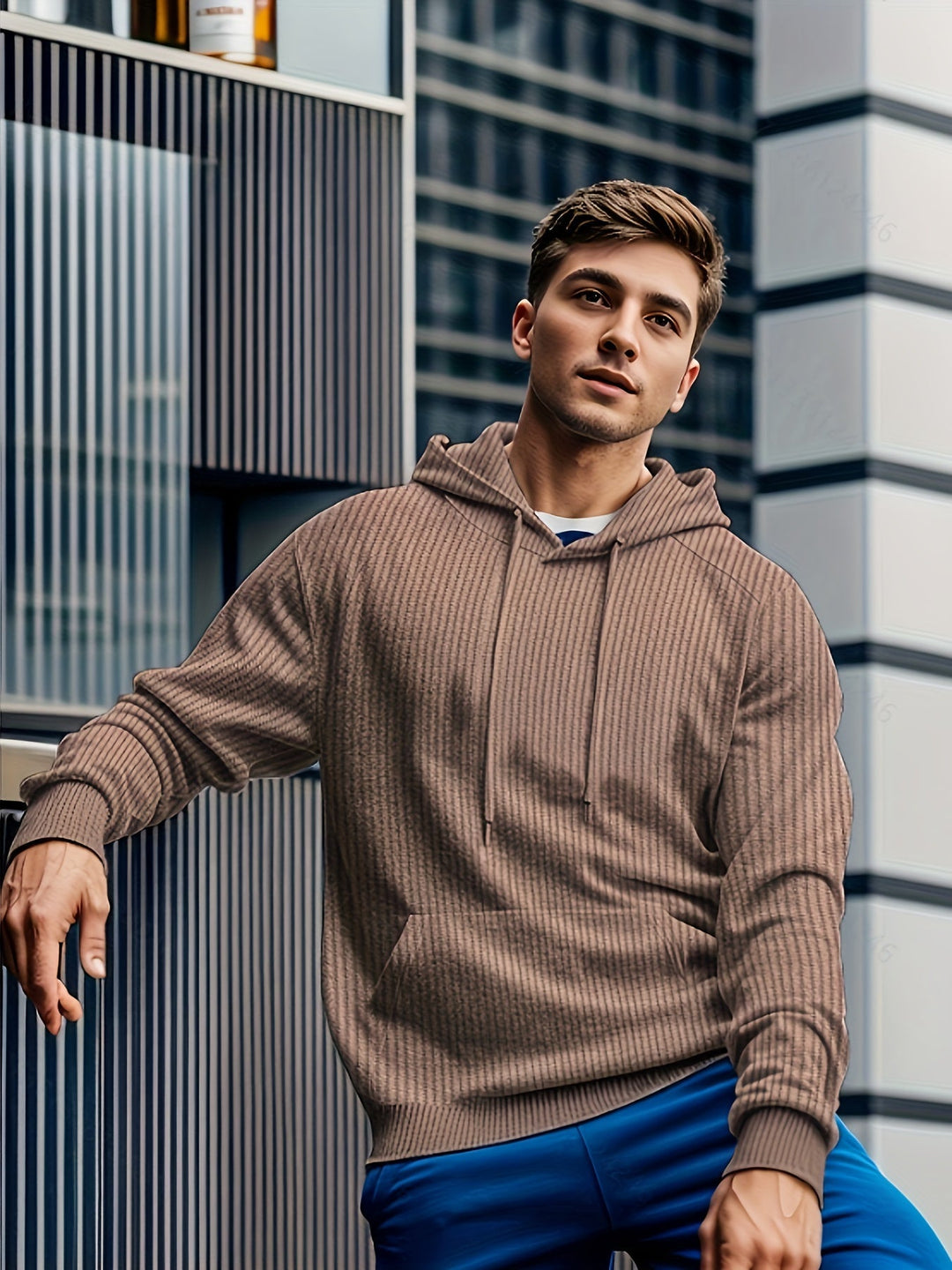 Levoire | Cas Hommes Sweatshirt À Capuche Rayé Et Poche Kangourou