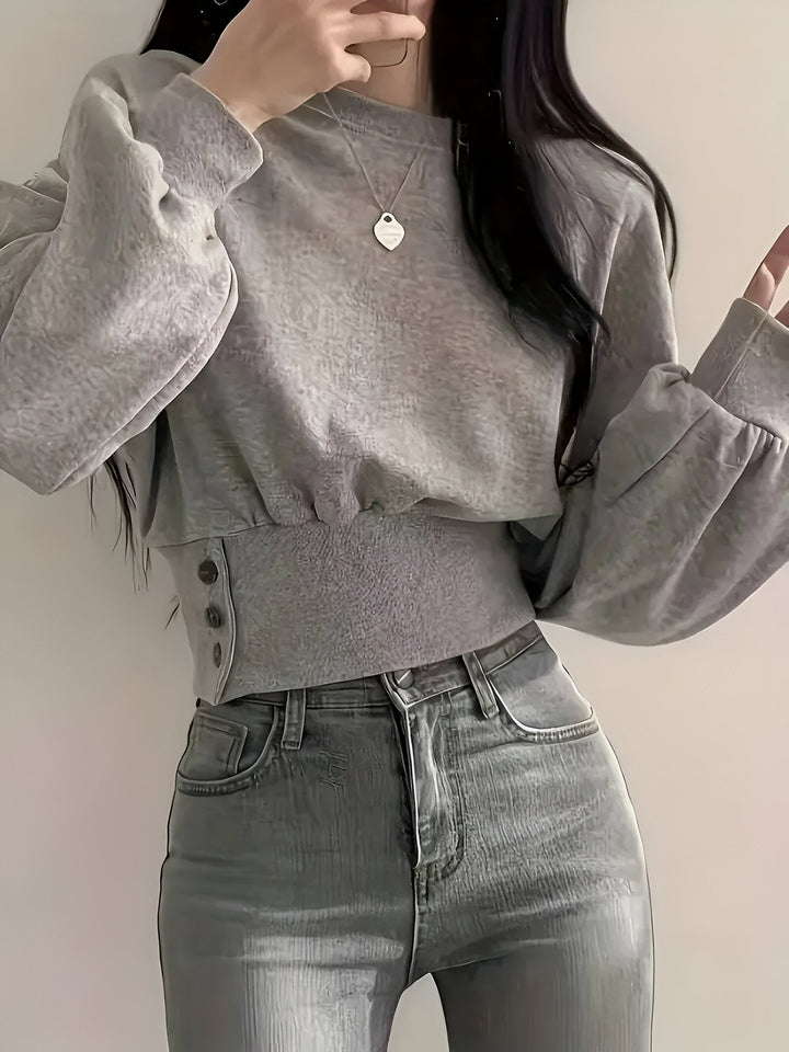 Levoire | T-Shirt Élégant Avec Des Détails En Boutons Gris foncé