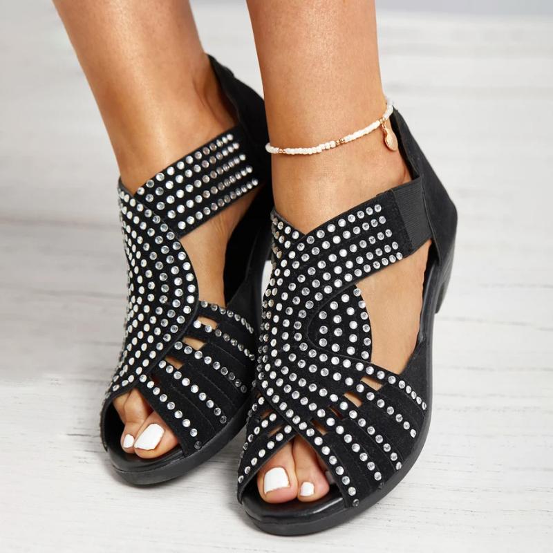 Levoire | Sandales Ornées De Strass Avec Bout Ouvert