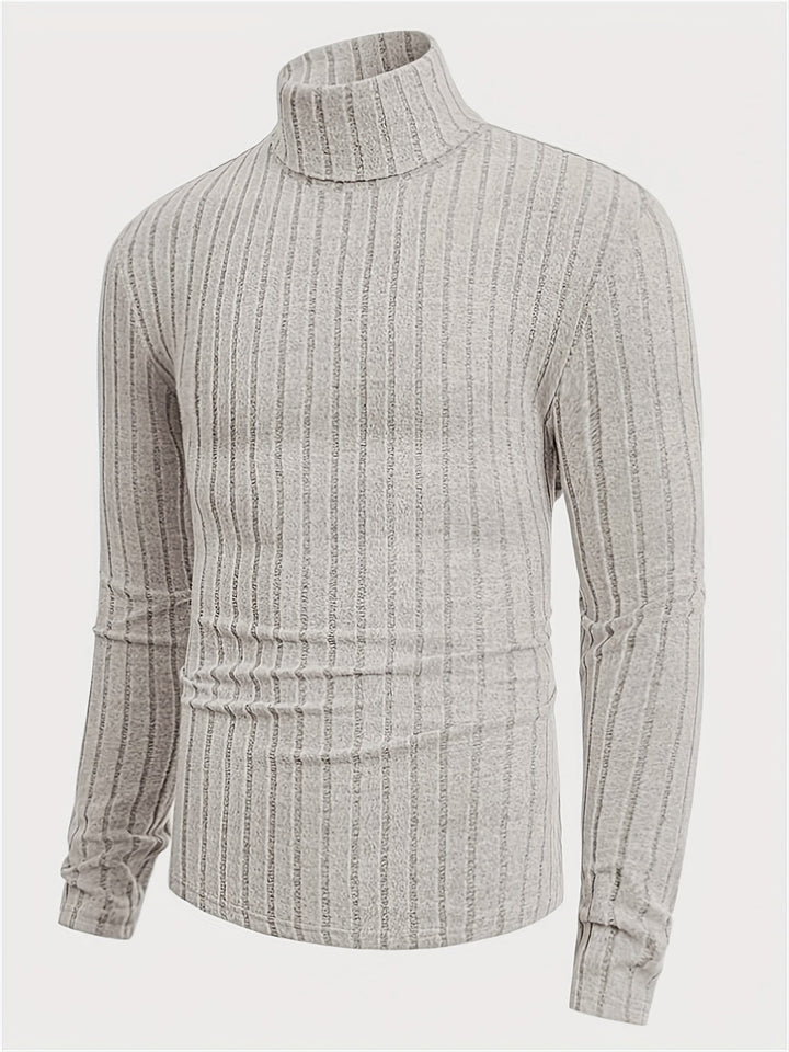 Levoire | Pull En Tricot Rayé Avec Col Pour Hommes Gris clair