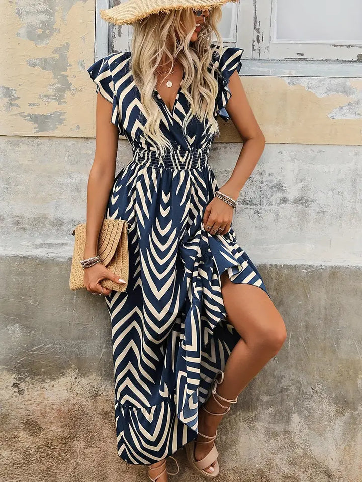 Levoire | Robe Imprimée Avec Taille Plissée Et Tissu Léger