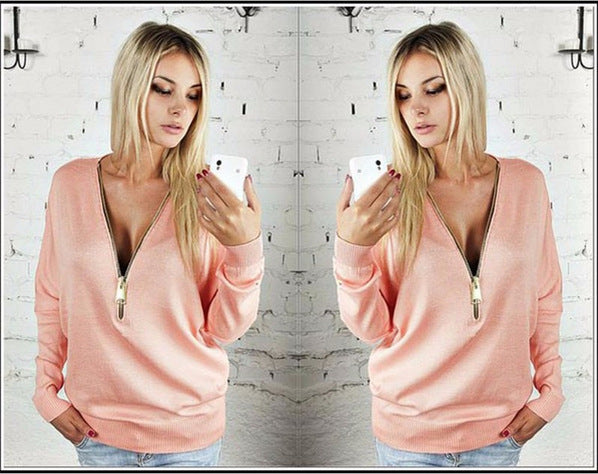 Pull surdimensionné pour femmes avec fermeture éclair moderne Levoire