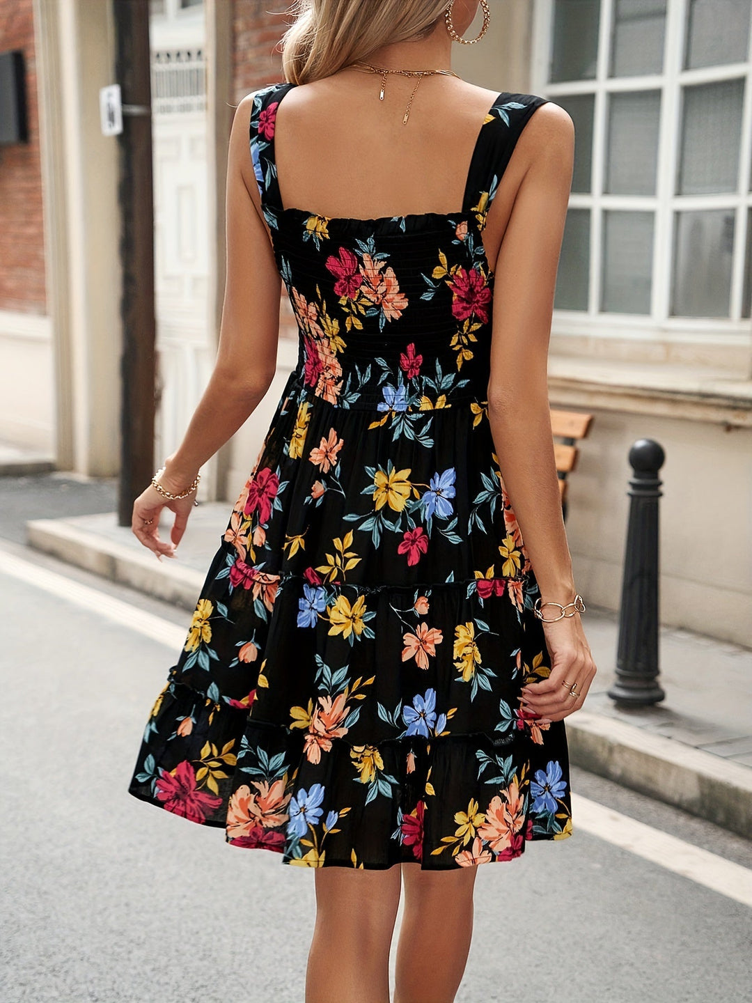Levoire | Femme Robe À Encolure Carrée À Imprimé Floral