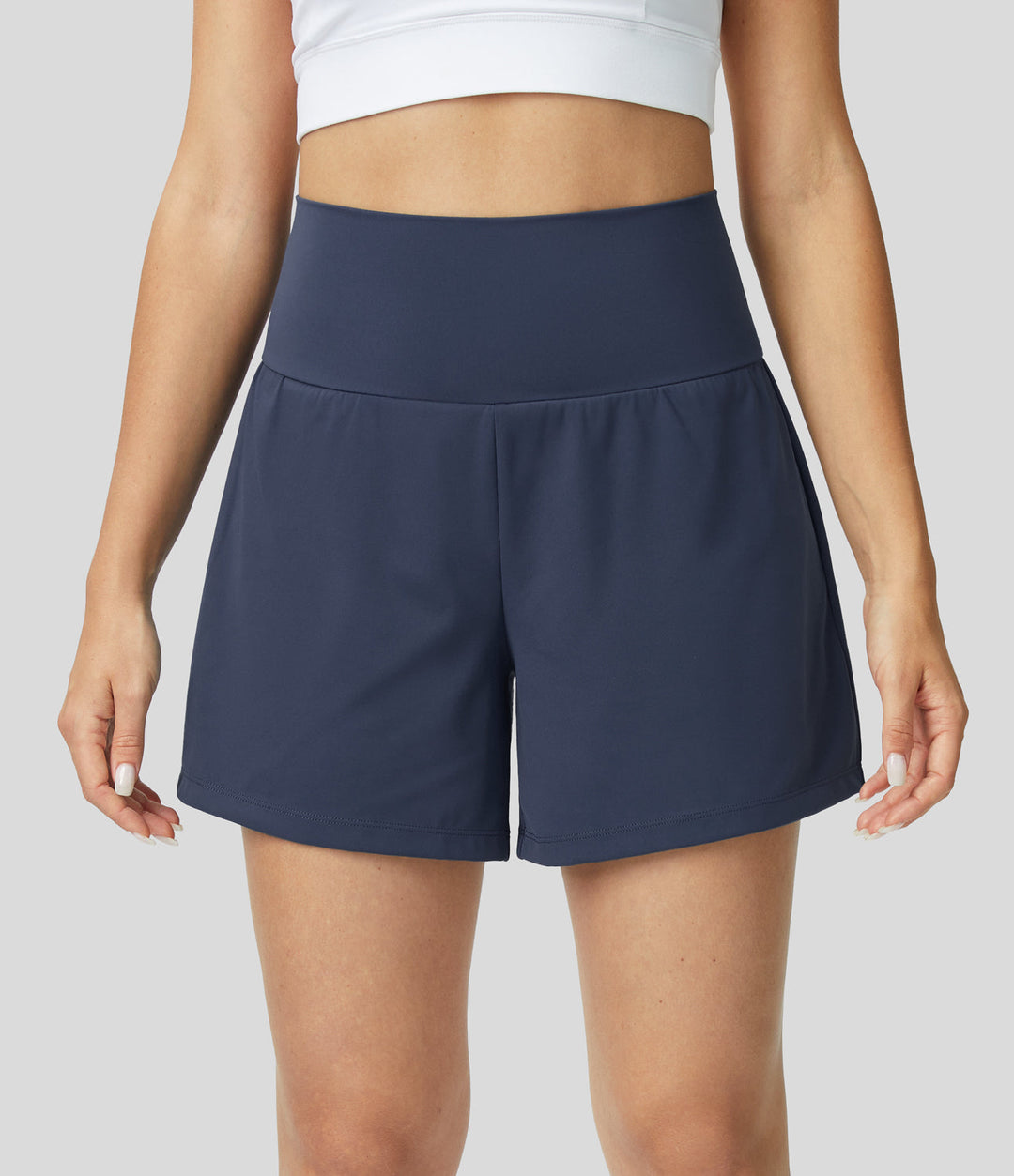 Levoire | Short De Yoga 2-En-1 Taille Haute Bleu Marine