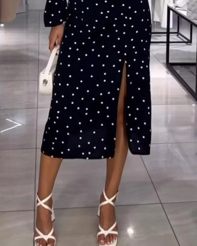 Levoire | Robe Élégante À Pois Avec Fente