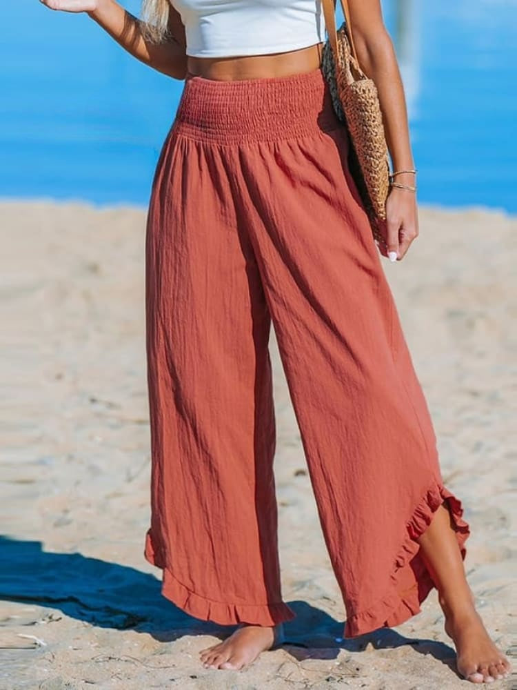 Levoire | Chemisier de loisir à fronces pour femmes Pantalon Rot