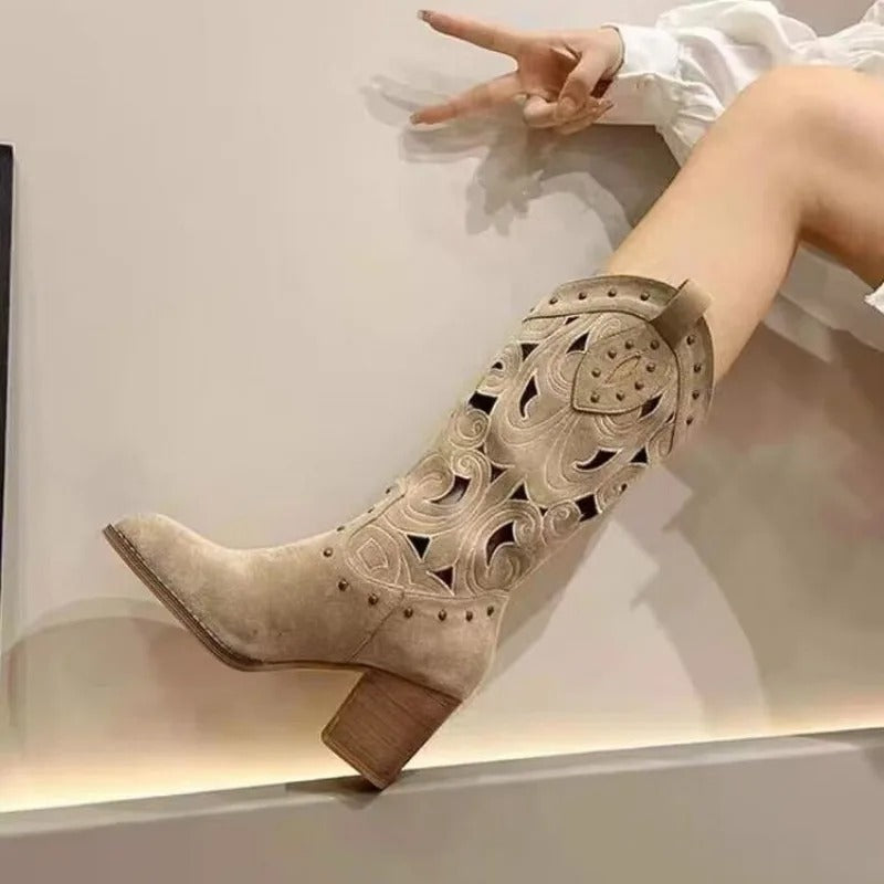 Levoire | Bottes De Cowboy En Cuir Imprimé Avec Design Uni