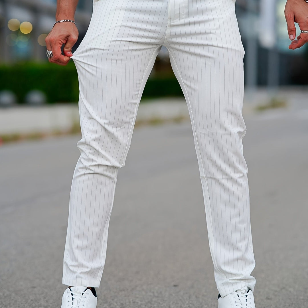 Levoire | Pantalon Slim Fit Rayé Blanc