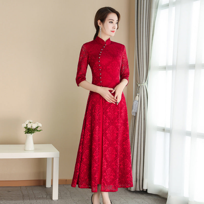 Levoire | Spitzen-Qipao Fille d'été Robe d'été