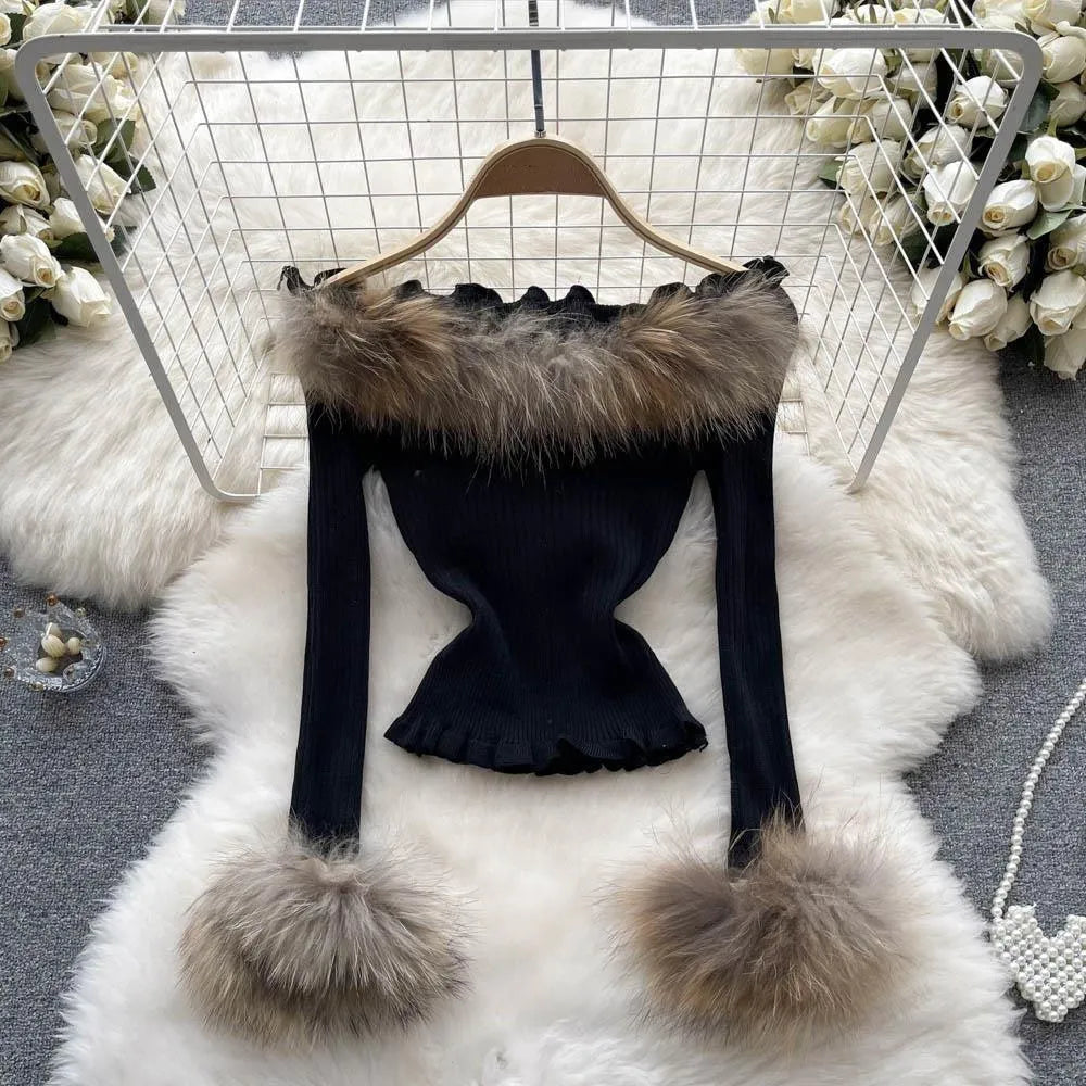 Levoire | Style tricot à une épaule Ins Noir Une taille