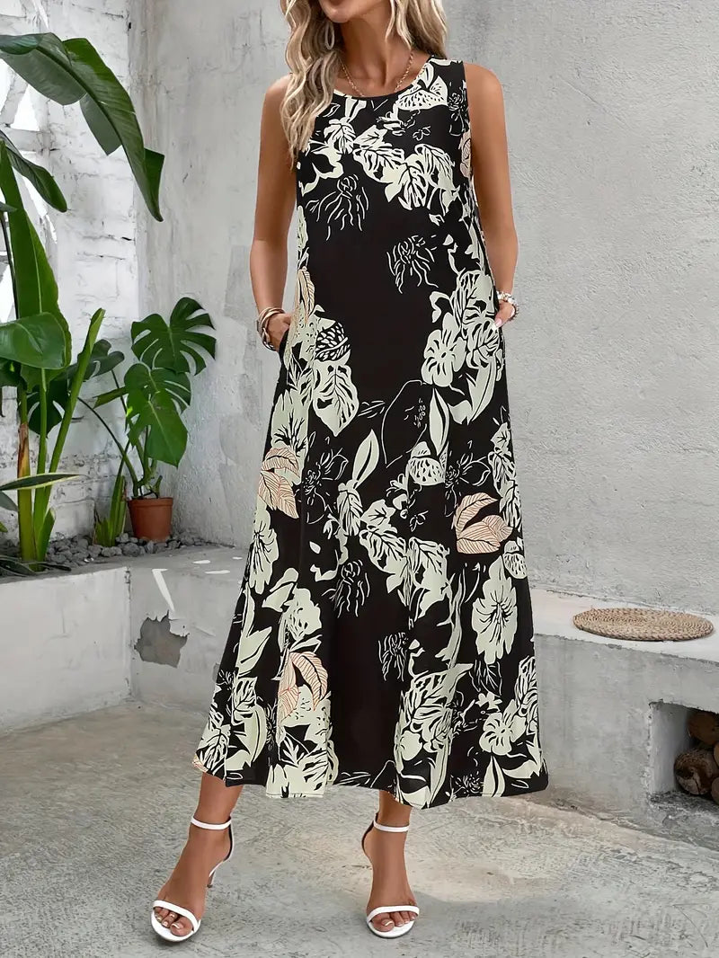 Levoire | Débardeur-Robe Avec Impression Florale Et Col Rond