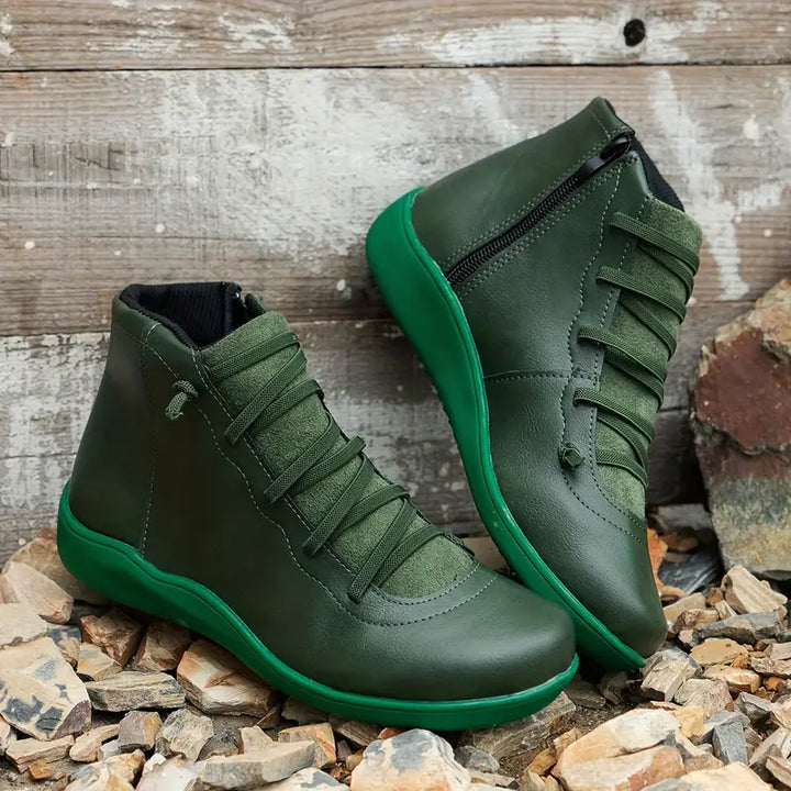 Levoire | Chaussures Orthopédiques En Cuir Avec Fermeture Éclair Vert
