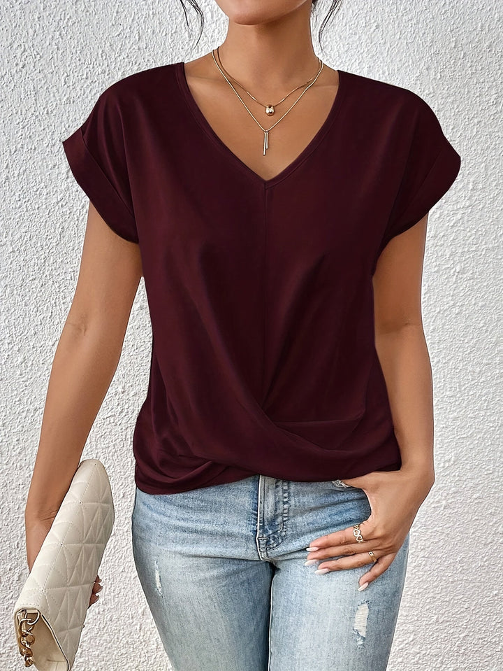 Levoire | T-Shirt Décontracté Avec Décolleté En Cœur Bordeaux