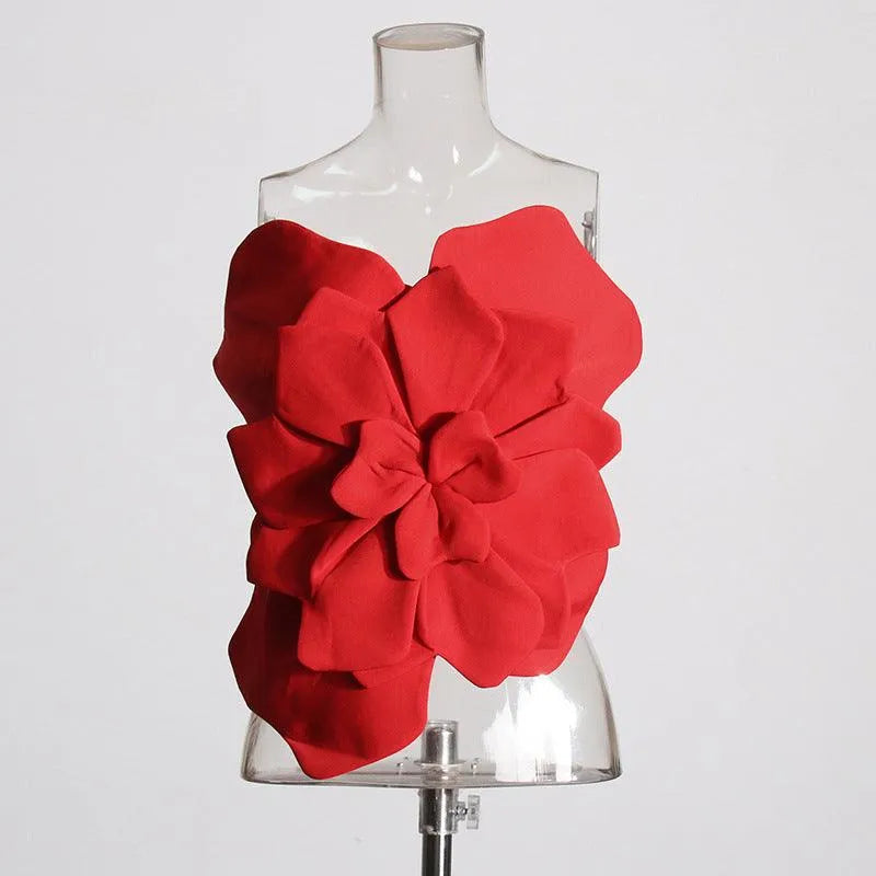 Levoire | Poche sans dos avec fleur tridimensionnelle Rot