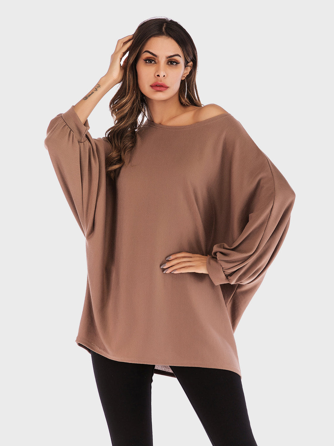 Levoire | Perfee Col Rond Détaché Batwing T-shirt Karamelli Une taille