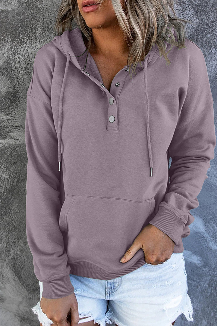 Levoire | Pull Fleece Chaud Avec Capuche Et Boutons Lilas