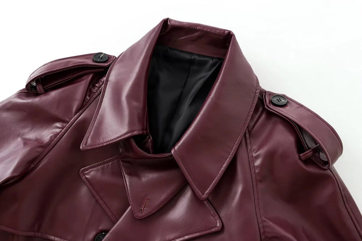 Levoire | Veste En Cuir Bordeaux Grande Taille Au Look Affirmé