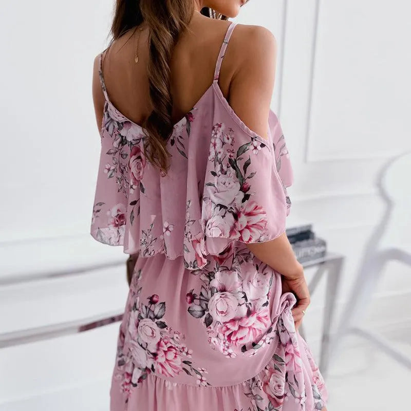 Levoire | Imprimé floral robe d'été avec des rubans décoratifs